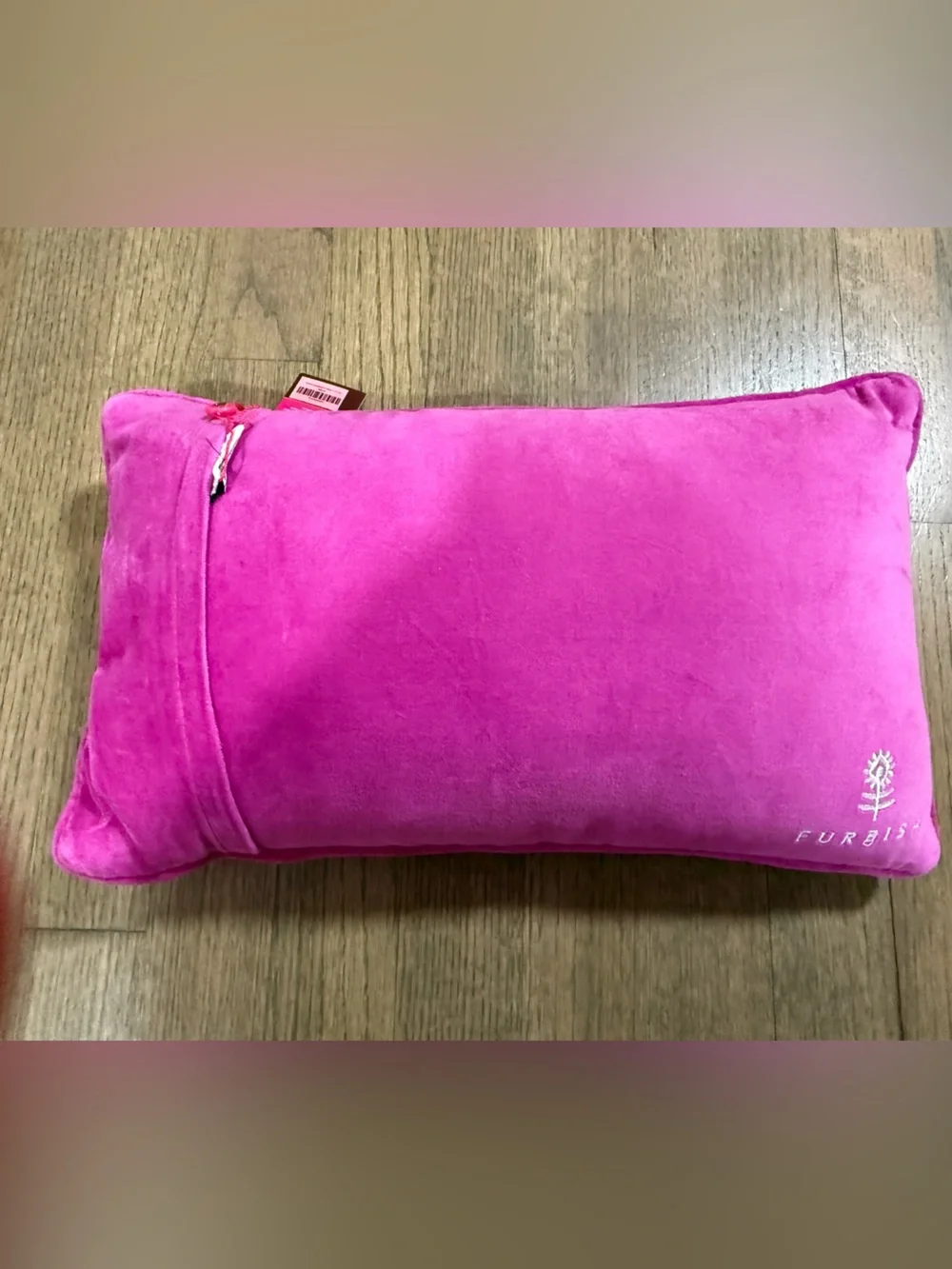 New Furbish Karma Is My Boyfriend Pink Needlepoint Pillow